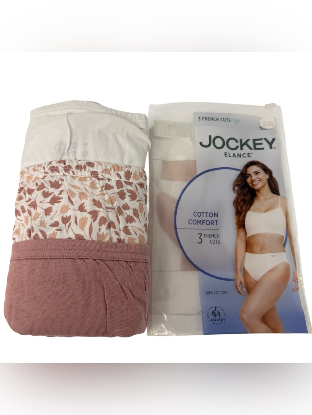 Jockey Elance Underwear Size 3XL (10) French Cuts Cotton Comfort 3 Pack NWT